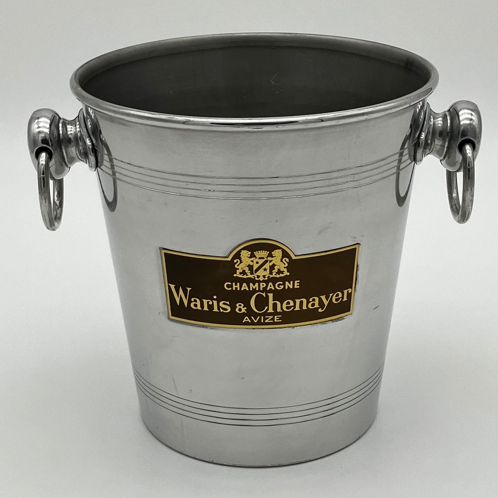Waris & Chenayer Champagne Ice Cooler Pale Bucket 8" Silver Ring Handles France